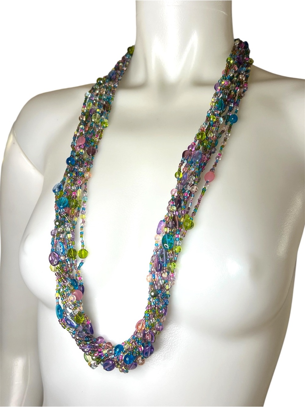 Joan Rivers Torsade Collection Multi Strand Glass Bead Czech Vintage Necklace
